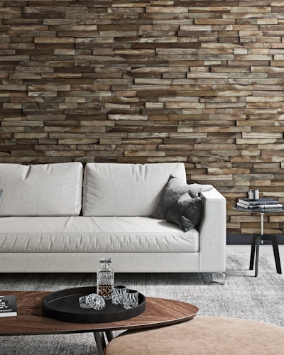 INDO rustikale Holzwandverkleidung Teak Elegance DA82050N Natur