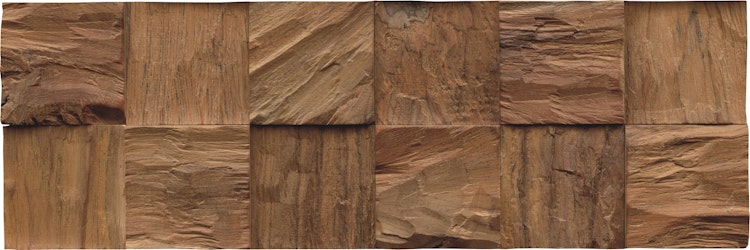 INDO rustikale Holzwandverkleidung Teak Diamondwood DWETC92N CUBe natur