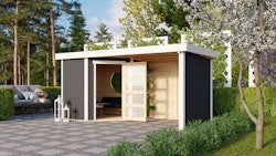 Karibu Woodfeeling Gartenhaus Schwandorf 3/5 inkl. 225 cm Schleppdach//Seiten- und Rückwand inkl. gratis Innenraum-Pflegebox im Wert von 99€