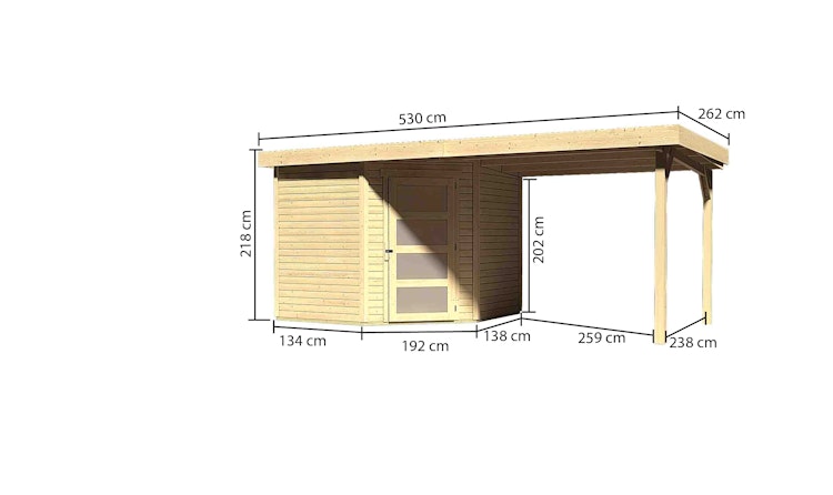 Karibu Woodfeeling Gartenhaus Schwandorf 3/5 inkl. 275 cm Schleppdach mit Rückwand - 19 mm