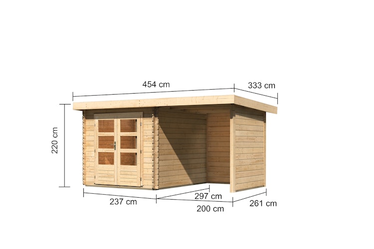 Karibu Woodfeeling Gartenhaus Bastrup 4 naturbelassen - 28 mm inkl. gratis Innenraum-Pflegebox im Wert von 99€ Bild