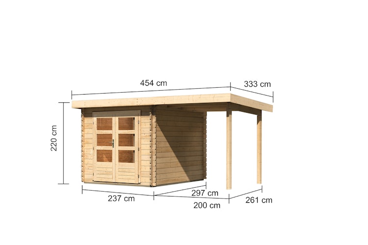 Karibu Woodfeeling Gartenhaus Bastrup 4 naturbelassen - 28 mm inkl. gratis Innenraum-Pflegebox im Wert von 99€ Bild