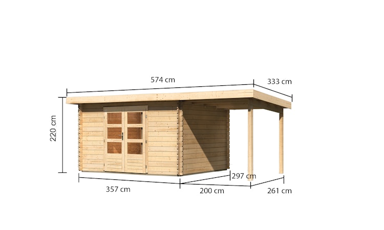 Karibu Woodfeeling Gartenhaus Bastrup 7 naturbelassen - 28 mm inkl. gratis Innenraum-Pflegebox im Wert von 99€ Bild