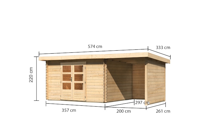 Karibu Woodfeeling Gartenhaus Bastrup 7 naturbelassen - 28 mm inkl. gratis Innenraum-Pflegebox im Wert von 99€ Bild