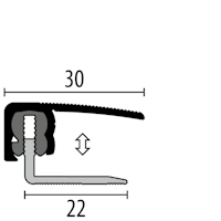 Parkettfreund Futura-Abschlussprofil PF 787 H H33 Eiche weiß gekalkt 900x30 mm - 7 - 18 mm Holzdekor gerillt; schwenkbar