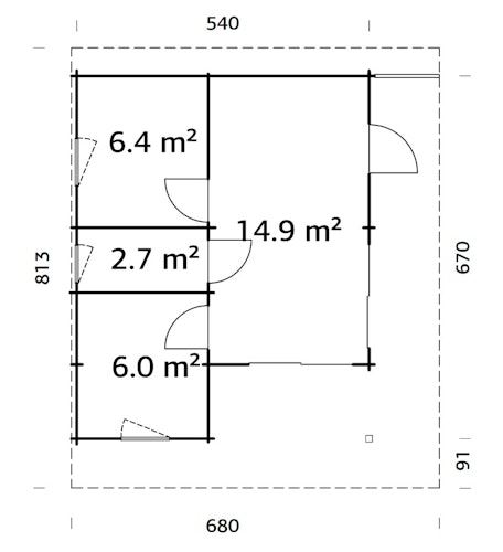 Palmako Ferienhaus Cecilia 30,0 m² Slide Plus - 70 mm