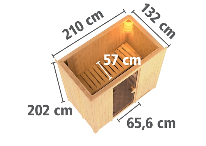 Karibu Sauna Variado mit Fronteinstieg 68 mm inkl. gratis Saunaofen & 8-teiligem Zubehörpaket (Gesamtwert 1071,91€) Bild