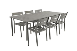 Brafab 6er Dining-Set DELIA, Tisch 200 x 97 cm + 6 Stühle, Aluminium