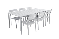 Brafab 6er Dining-Set DELIA, Tisch 200 x 97 cm + 6 Stühle, Aluminium