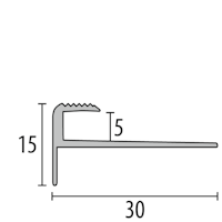 Parkettfreund -Treppenkantenprofil PF 807 F2 edelstahloptik 1000x30 mm - 5 mm Aluminium eloxiert gerillt