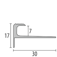 Parkettfreund -Treppenkantenprofil PF 808 F4 silber 1000x30 mm - 7 mm Aluminium eloxiert gerillt