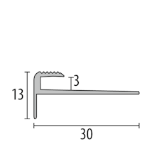 Parkettfreund -Treppenkantenprofil PF 809 F2 edelstahloptik 1000x30 mm - 3 mm Aluminium eloxiert gerillt