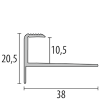 Parkettfreund -Treppenkantenprofil PF 811 F2 edelstahloptik 1000x38 mm - 10,5 mm Aluminium eloxiert gerillt