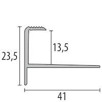 Parkettfreund -Treppenkantenprofil PF 812 F4 silber 1000x41 mm - 13,5 mm Aluminium eloxiert gerillt