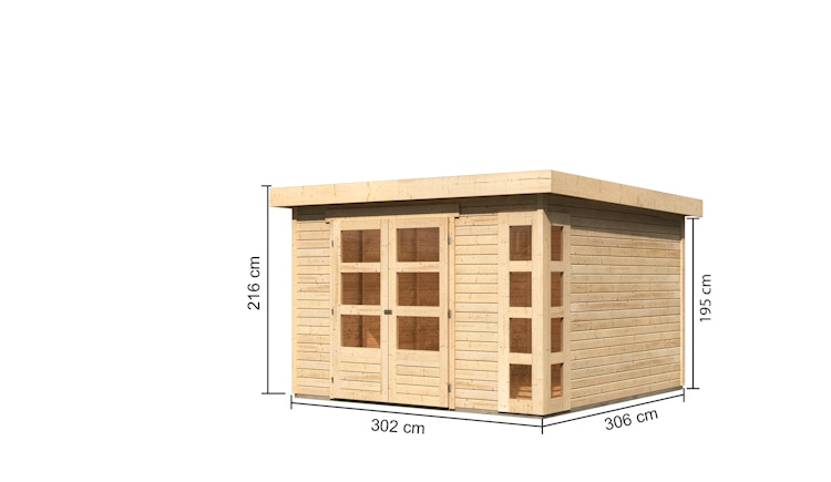 Karibu Woodfeeling Gartenhaus Kerko 3/4/5/6 - 19 mm inkl. gratis Innenraum-Pflegebox im Wert von 99€ Bild