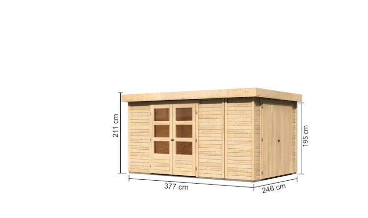 Karibu Woodfeeling Gartenhaus Retola 2/3/4/5/6 inkl. Anbauschrank - 19 mm inkl. gratis Innenraum-Pflegebox im Wert von 99€ Bild