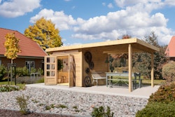 Karibu Woodfeeling Gartenhaus Kandern 6/6,5/7/9 mit 300 cm Schleppdach inkl. gratis Innenraum-Pflegebox im Wert von 99€