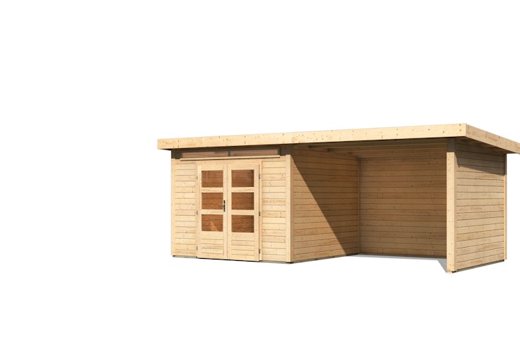 Karibu Woodfeeling Gartenhaus Kandern 6/7 mit 300 cm Schleppdach/Seiten- und Rückwand inkl. gratis Innenraum-Pflegebox im Wert von 99€ Bild