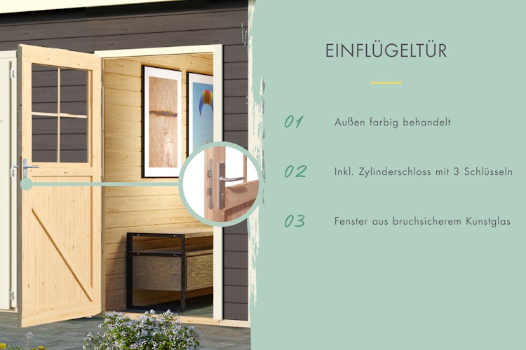 Karibu Woodfeeling Gartenhaus Tintrup - 28 mm inkl. gratis Innenraum-Pflegebox im Wert von 99€ Bild