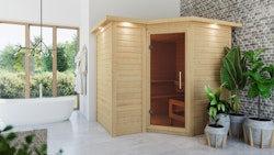 Wolff Finnhaus Massivholzsauna basic Lisias mit Fronteinstieg - 40 mm