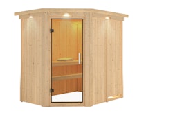 B-Ware Wolff Finnhaus de luxe Sauna Helia mit Eckeinstieg 68 mm