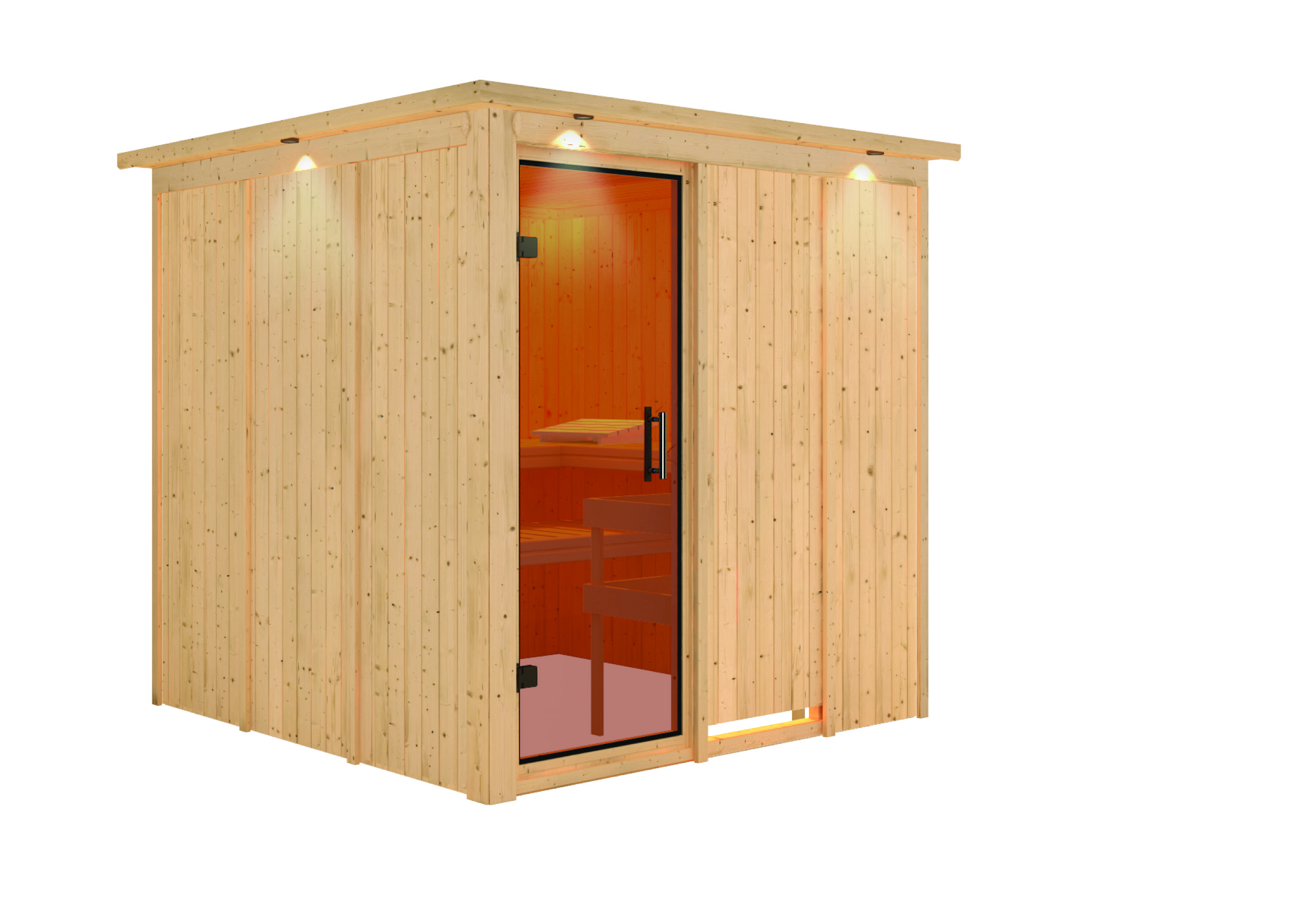 Vorschaubild Galerie Wolff Finnhaus de luxe Sauna Daphne mit Fronteinstieg 68 mm