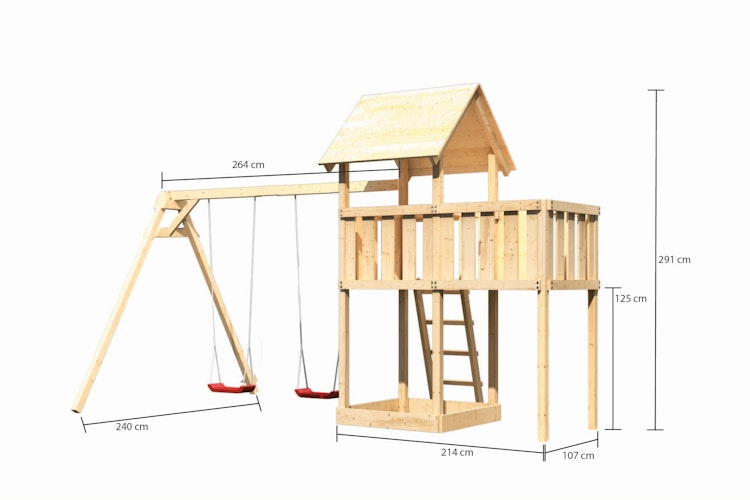 Akubi Kinderspielturm Lotti inkl. Doppelschaukel und Anbauplattform