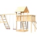 Akubi Kinderspielturm Lotti inkl. Doppelschaukel, Klettergerüst, Anbauplattform und Netzrampe inkl. gratis Zubehörset
