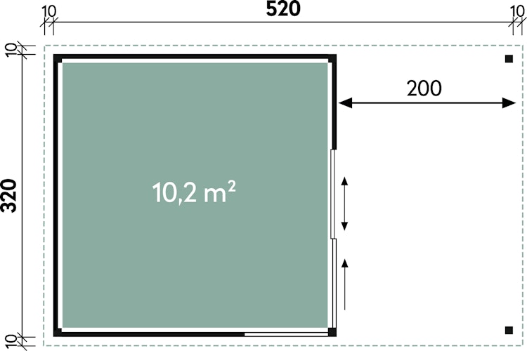 Wolff Finnhaus Gartenhaus Studio 44-B mit Alu-Eckverkleidung/Schiebetür und 200 cm Lounge Anbau (Starletta 5232) Bild