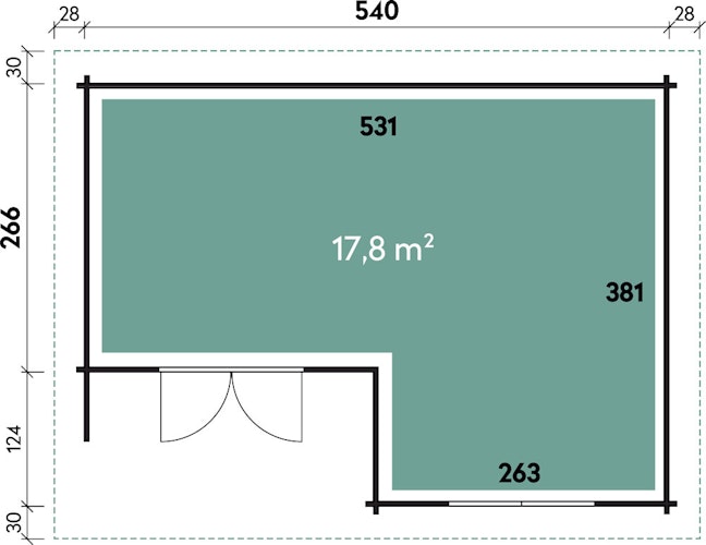 Wolff Finnhaus Blockbohlenhaus Malaga 44-B Klassik isolierverglast