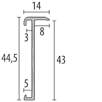 Parkettfreund PF 845 EC Treppenkantenprofil Fertigwinkel mit runden Ecken gerillt runde Ecken 300x300x44,5 mm, 3 mm F4 silber