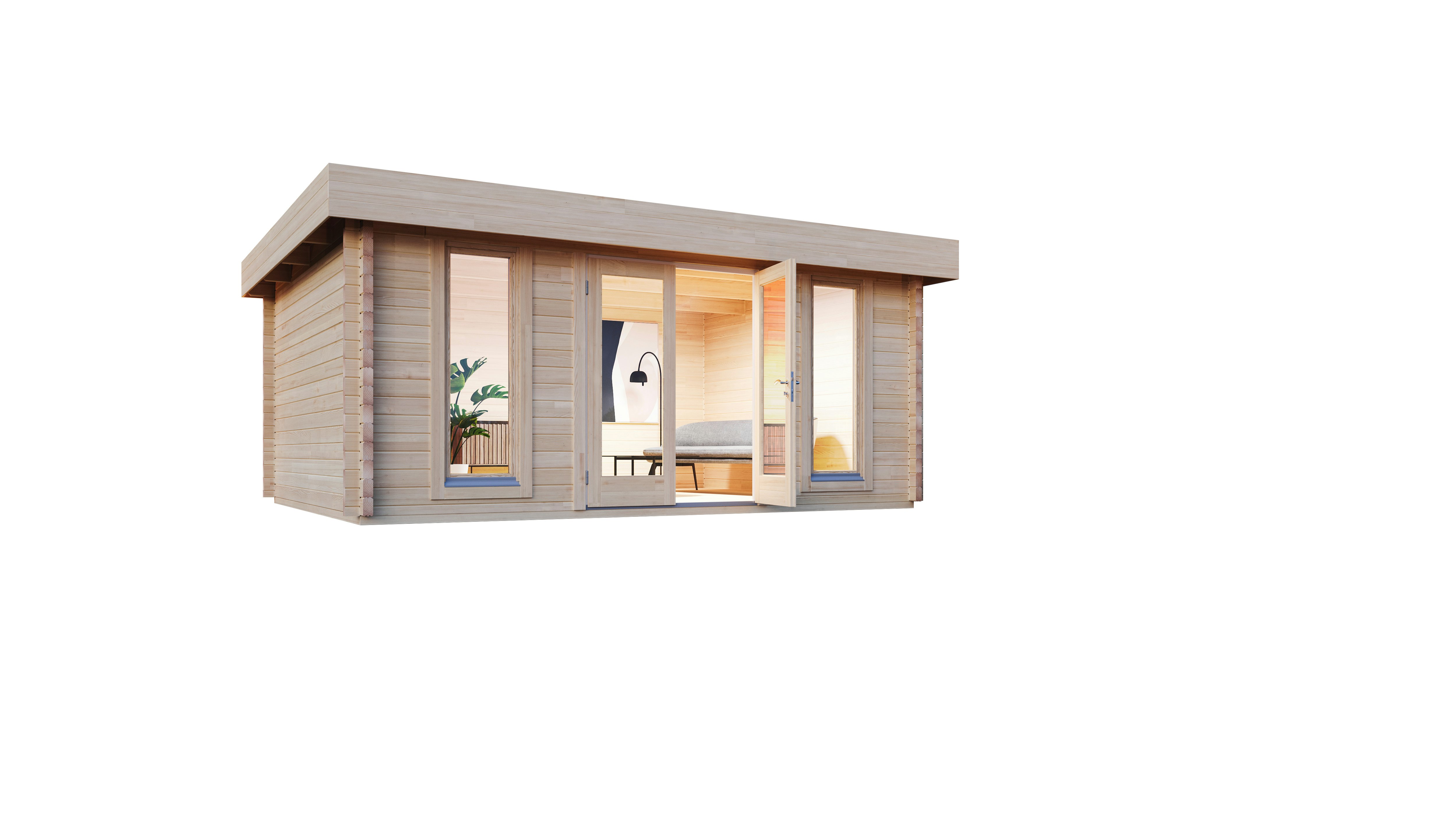 Wolff Finnhaus Gartenhaus Malmö 44-G isolierverglast XL inkl. gratis Fundamentanker/Pads