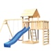 Akubi Kinderspielturm Lotti mit Satteldach inkl. Wellenrutsche, Doppelschaukelanbau, Anbauplattform und Kletterwand inkl. gratis Zubehörset