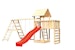 Akubi Kinderspielturm Lotti mit Satteldach inkl. Wellenrutsche, Doppelschaukelanbau, Klettergerüst, Anbauplattform und KletterwandBild