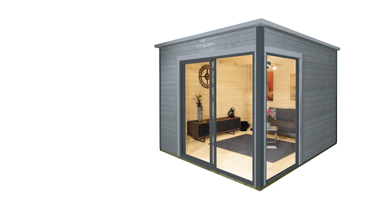 Wolff Finnhaus Gartenhaus Studio 44-B mit Alu-Eckverkleidung/Schiebetür