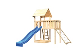 Akubi Kinderspielturm Lotti inkl. Anbauplattform, Rutsche und Netzrampe