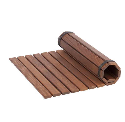 Eliga Bodenmatte aus dunkelbraunem Thermoholz ca. 60x80 cm