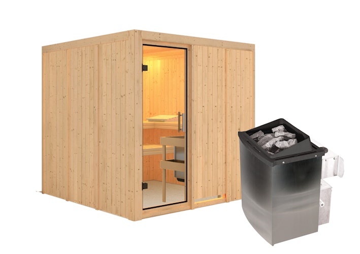 Karibu Sauna Rodin mit Fronteinstieg 68 mm