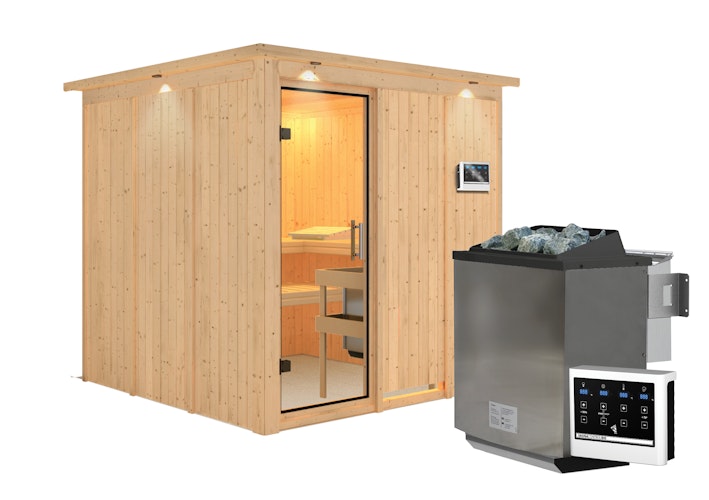 Karibu Sauna Rodin mit Fronteinstieg 68 mm