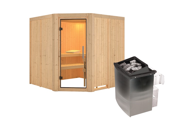 Karibu Sauna Jarin mit Eckeinstieg 68 mm