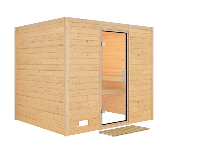 Karibu Sauna Sonara - Massivholzsauna mit Fronteinstieg 38 mm