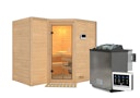 Vorschaubild Karibu Sauna Sahib 2-Massivholzsauna 38 mm -Eckeinstieg - Exklusivoptik