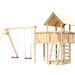 Akubi Kinderspielturm Danny inkl. Doppelschaukelanbau, Anbauplattform und Kletterwand inkl. gratis Zubehörset