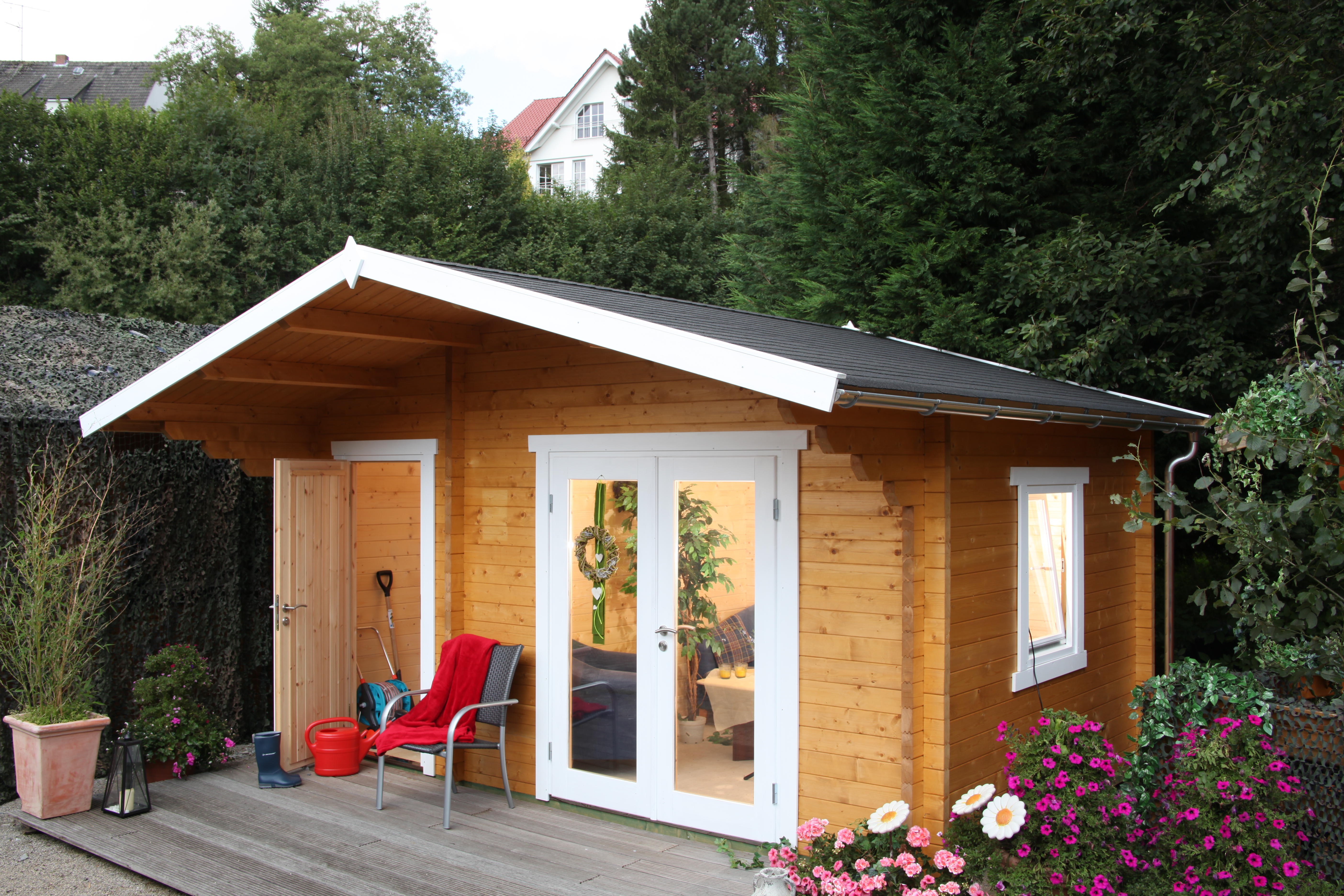 Vorschaubild Galerie Wolff Finnhaus Gartenhaus Caro 58-C Modern isolierverglast- inkl. gratis Fundamentanker/Pads