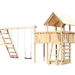 Akubi Kinderspielturm Danny inkl. Doppelschaukelgerüst, Anbauplattform und Kletterwand inkl. gratis Zubehörset