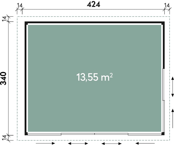 Wolff Finnhaus Gartenhaus Studio 58-D mit Alu-Eckverkleidung/Schiebetür Bild