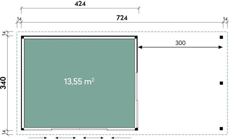 Wolff Finnhaus Gartenhaus Studio 58-D mit Seitendach sowie Alu-Eckverkleidung/Schiebetür (Starletta 7234) Bild