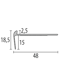 Parkettfreund -Treppenkantenprofil PF 859 F2 edelstahloptik 1000x48 mm - 2,5 mm Aluminium eloxiert