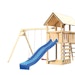Akubi Kinderspielturm Danny mit Wellenrutsche, Doppelschaukelanbau und Kletterwand inkl. gratis Zubehörset