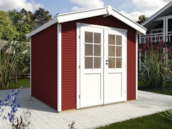 Wolff Finnhaus Gartenhaus Klassik 2424 Softline - 28 mm inkl. gratis Fundamentanker/Pads